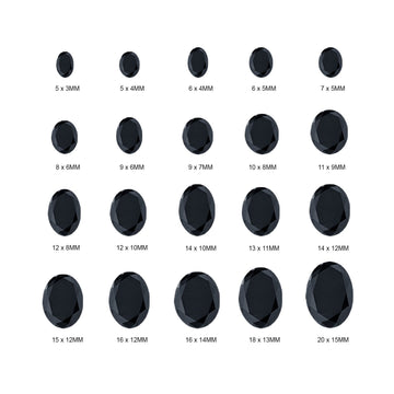 (Pack of 5) Oval Simulated Black CZ